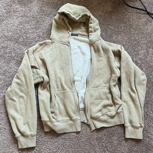 Brandy Melville Tan Zip Up Sweater, One Size